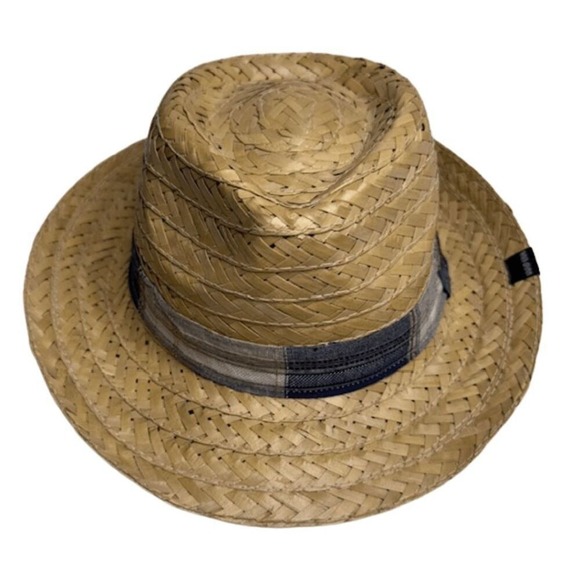 Peter Grimm Men's Straw‎ Fedora with Patchwork Band Natural Straw OS - Picture 4 of 5